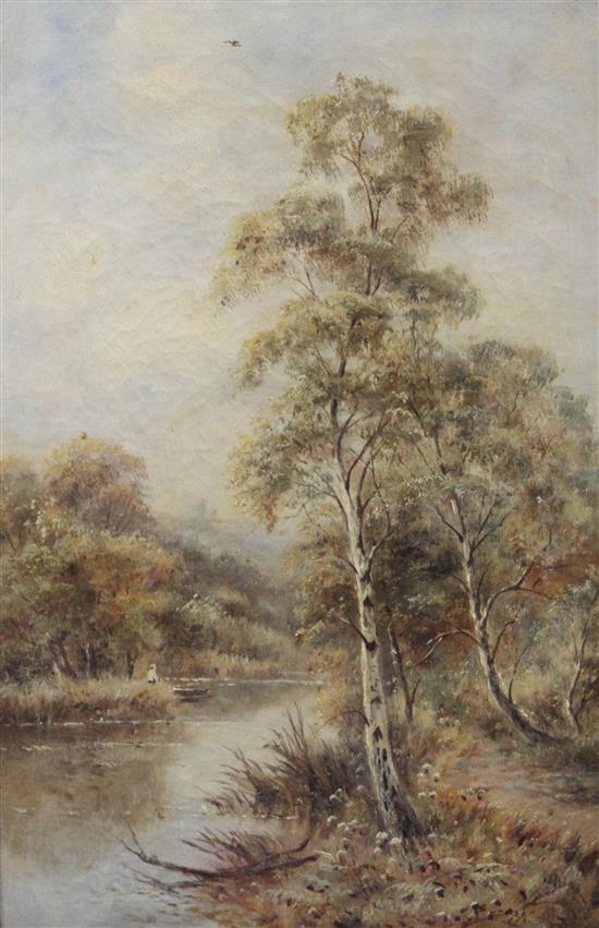 John MacWhirter (1837-1911) Springtime - Clieveden Woods and Thames Backwater near Wraysbury, 18 x 12in.